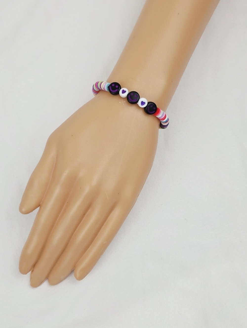 Handmade Clay Bead Multi Color Smiley Face  Bracelet